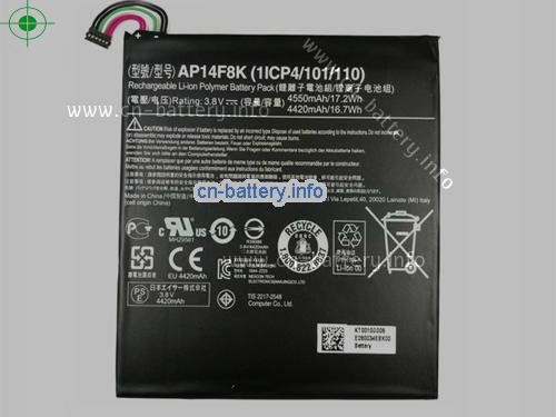 3.8V ACER AP14E8K 电池 4550mAh, 17.2Wh 