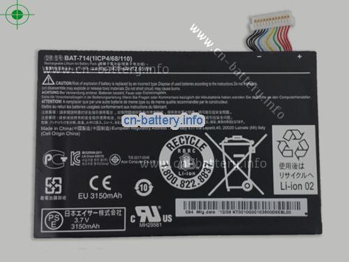 3.7V ACER KT0010G001 电池 3420mAh, 12.65Wh 