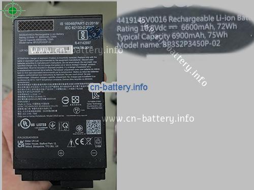10.8V GETAC BP3S2P3450P-02 电池 6600mAh, 72.00Wh 