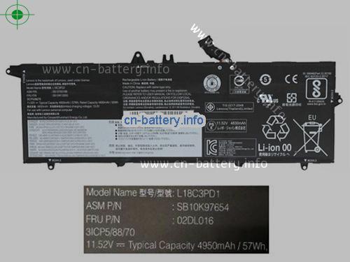 11.52V LENOVO 3ICP5/88/70 电池 4950mAh, 57Wh 