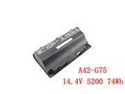 原厂 ASUS A42-G75 A42G75 笔记本电脑电池 Li-ion 14.4V 5200mAh, 74Wh 