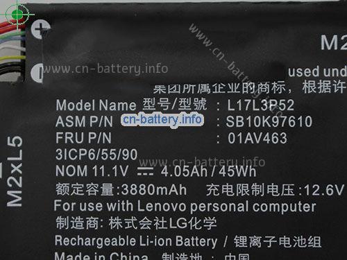  image 2 for  原厂 Lenovo L17l3p52 电池 Sb10k97610 01av463 可充电 45wh 11.1v  laptop battery 