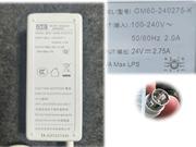 GVE 24V 2.75A Laptop AC Adapter 笔记本电源，笔记本电源