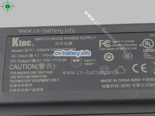  image 3 for  KTEC 12V 6A笔记本适配器，笔记本电脑充电器在线網購,KTEC12V6A72W-2pin 